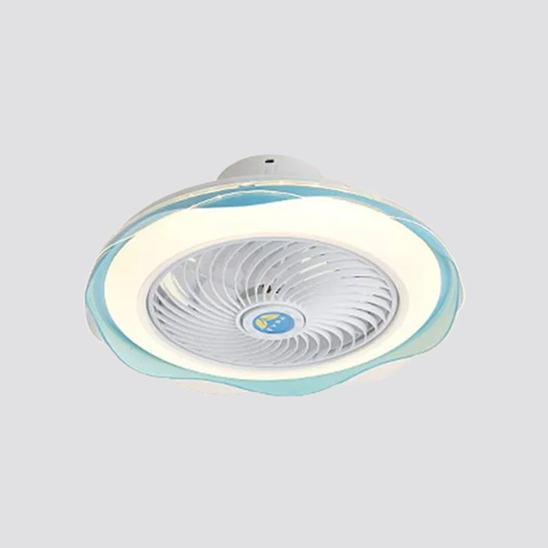 Circle Semi-Flush Mount Contemporary Acrylic 18" Wide LED Pendant Fan Light Fixture for Living Room Clearhalo 'Ceiling Fans with Lights' 'Ceiling Fans' 'Modern Ceiling Fans' 'Modern' Lighting' 1986498