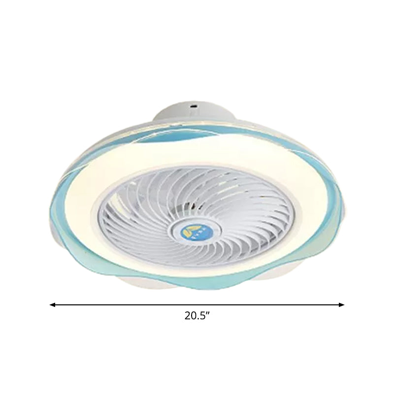 Circle Semi-Flush Mount Contemporary Acrylic 18" Wide LED Pendant Fan Light Fixture for Living Room Clearhalo 'Ceiling Fans with Lights' 'Ceiling Fans' 'Modern Ceiling Fans' 'Modern' Lighting' 1986499