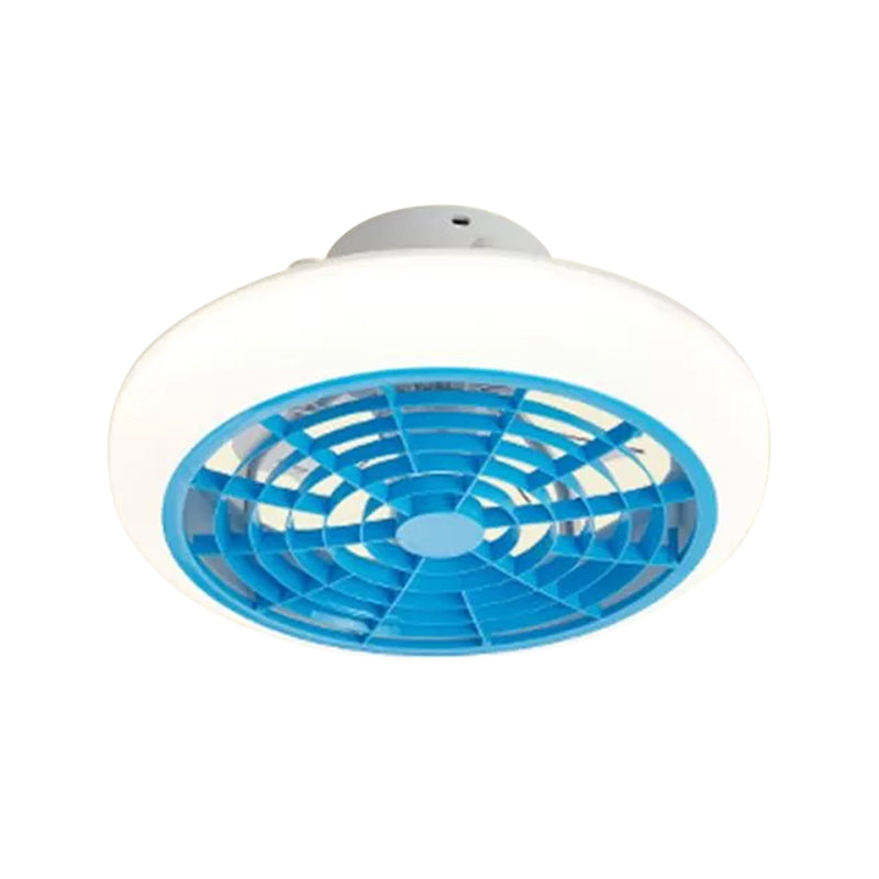 Circle Semi-Flush Mount Contemporary Acrylic 18" Wide LED Pendant Fan Light Fixture for Living Room Blue F Clearhalo 'Ceiling Fans with Lights' 'Ceiling Fans' 'Modern Ceiling Fans' 'Modern' Lighting' 1986506
