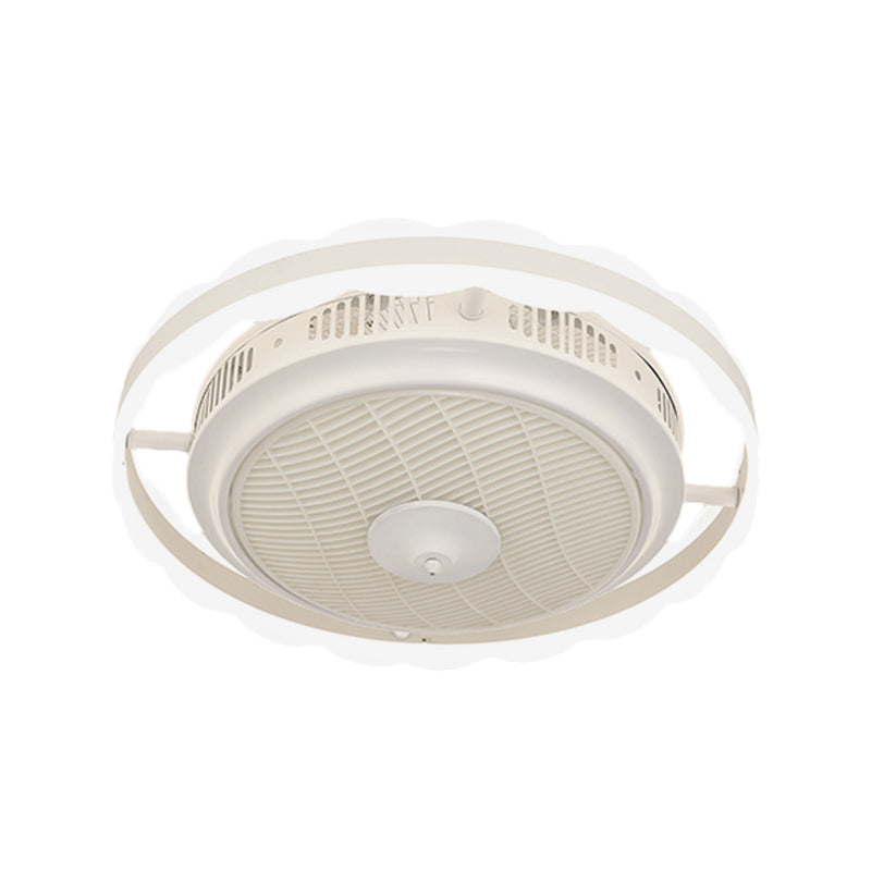 3-Blade Modern Circle Hanging Fan Light Acrylic 23.5" Wide LED Bedroom Semi Mount Lighting White A Clearhalo 'Ceiling Fans with Lights' 'Ceiling Fans' 'Modern Ceiling Fans' 'Modern' Lighting' 1986509