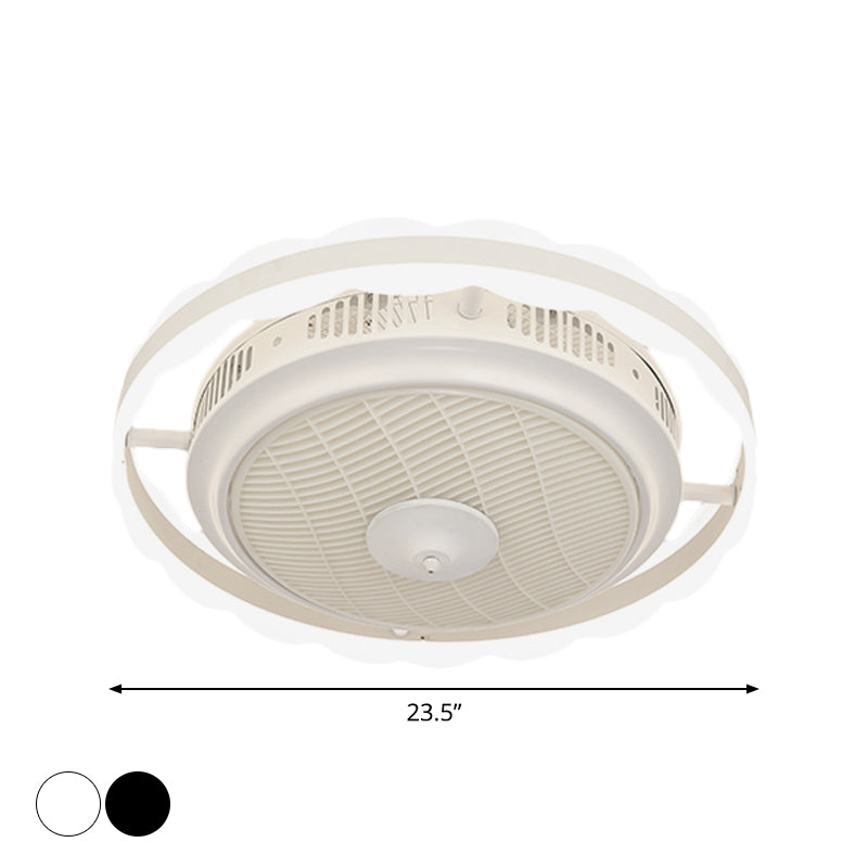 3-Blade Modern Circle Hanging Fan Light Acrylic 23.5" Wide LED Bedroom Semi Mount Lighting Clearhalo 'Ceiling Fans with Lights' 'Ceiling Fans' 'Modern Ceiling Fans' 'Modern' Lighting' 1986512