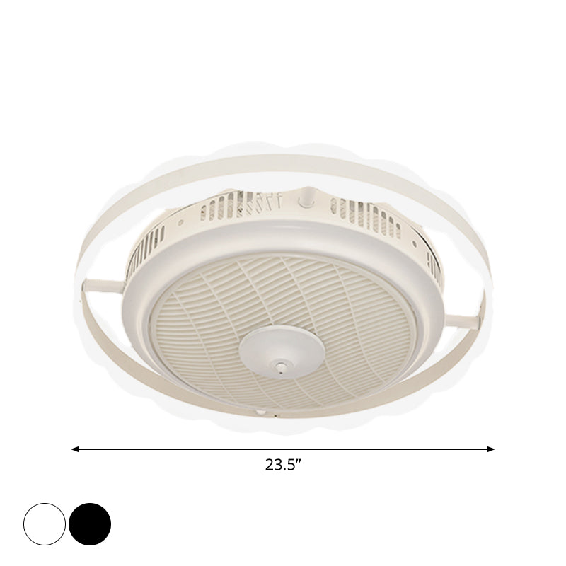 3-Blade Modern Circle Hanging Fan Light Acrylic 23.5" Wide LED Bedroom Semi Mount Lighting Clearhalo 'Ceiling Fans with Lights' 'Ceiling Fans' 'Modern Ceiling Fans' 'Modern' Lighting' 1986512