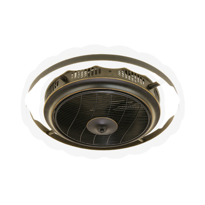 3-Blade Modern Circle Hanging Fan Light Acrylic 23.5" Wide LED Bedroom Semi Mount Lighting Black A Clearhalo 'Ceiling Fans with Lights' 'Ceiling Fans' 'Modern Ceiling Fans' 'Modern' Lighting' 1986513