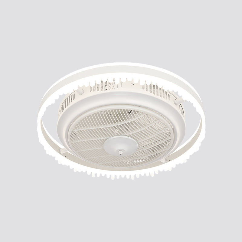 3-Blade Modern Circle Hanging Fan Light Acrylic 23.5" Wide LED Bedroom Semi Mount Lighting Clearhalo 'Ceiling Fans with Lights' 'Ceiling Fans' 'Modern Ceiling Fans' 'Modern' Lighting' 1986516