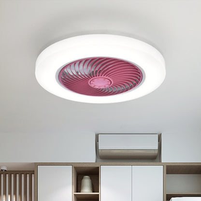 Acrylic Circular Hanging Fan Lamp Modernity 20.5" Wide LED Semi Flush Mount Light, 7 Blades Pink Clearhalo 'Ceiling Fans with Lights' 'Ceiling Fans' 'Modern Ceiling Fans' 'Modern' Lighting' 1986528