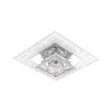 Trapezoid Shaped Clear Crystal Ceiling Lamp Contemporary LED Chrome Flush Mount Light for Corridor Clearhalo 'Ceiling Lights' 'Close To Ceiling Lights' 'Close to ceiling' 'Flush mount' Lighting' 1986542