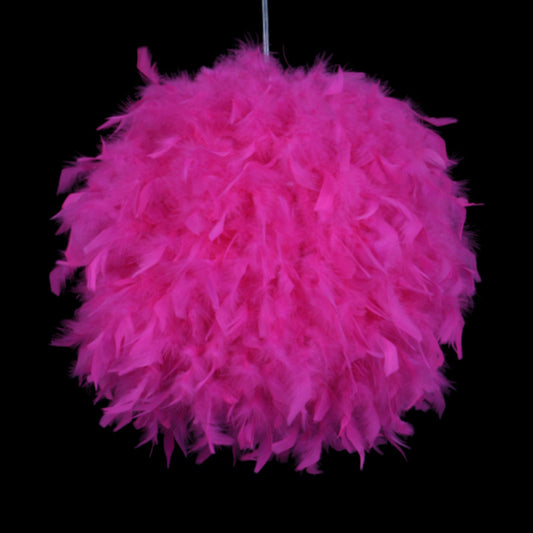 12"/14"/16" Wide Sphere Drop Pendant Modern Feather 1 Head Bedroom Hanging Ceiling Light in White/Pink/Rose Red Clearhalo 'Ceiling Lights' 'Modern Pendants' 'Modern' 'Pendant Lights' 'Pendants' Lighting' 1986652