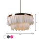16"/19.5" W Tiered Tapered Chandelier Nordic Feather 3 Bulbs Grey/White/Red Ceiling Pendant Light for Bedroom Clearhalo 'Ceiling Lights' 'Chandeliers' 'Modern Chandeliers' 'Modern' Lighting' 1986699