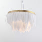 Postmodern Layered Hanging Light Kit Feather 1 Head Dining Room Drop Pendant in White/Blue Clearhalo 'Ceiling Lights' 'Modern Pendants' 'Modern' 'Pendant Lights' 'Pendants' Lighting' 1986712
