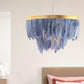 Postmodern Layered Hanging Light Kit Feather 1 Head Dining Room Drop Pendant in White/Blue Clearhalo 'Ceiling Lights' 'Modern Pendants' 'Modern' 'Pendant Lights' 'Pendants' Lighting' 1986716