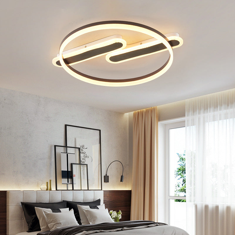 Contemporary Circle Flush Mount Light Acrylic Third Gear LED Ceiling Lamp in Black for Child Bedroom Clearhalo 'Ceiling Lights' 'Close To Ceiling Lights' 'Close to ceiling' 'Flush mount' Lighting' 198672