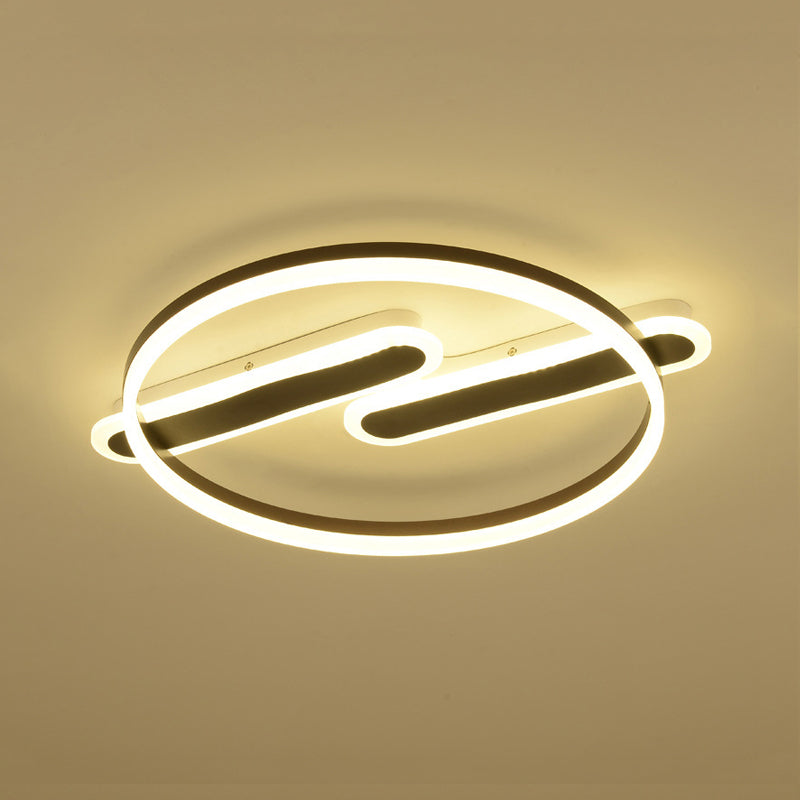 Contemporary Circle Flush Mount Light Acrylic Third Gear LED Ceiling Lamp in Black for Child Bedroom Beige C Clearhalo 'Ceiling Lights' 'Close To Ceiling Lights' 'Close to ceiling' 'Flush mount' Lighting' 198673