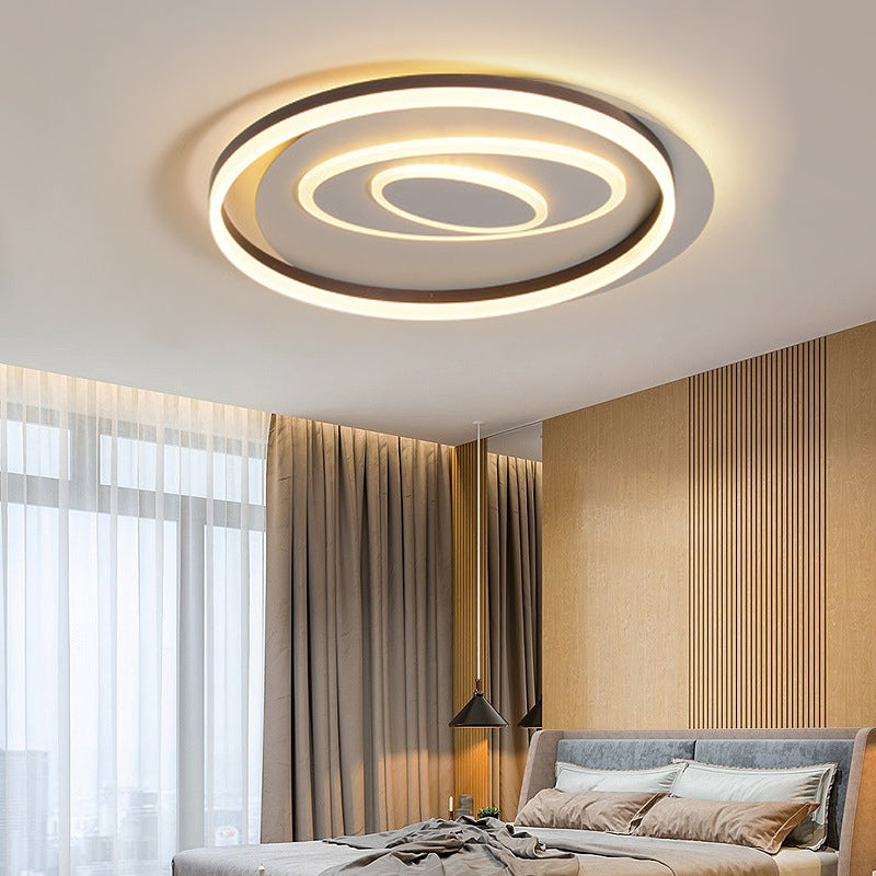 Contemporary Circle Flush Mount Light Acrylic Third Gear LED Ceiling Lamp in Black for Child Bedroom Beige D Clearhalo 'Ceiling Lights' 'Close To Ceiling Lights' 'Close to ceiling' 'Flush mount' Lighting' 198675