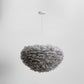 Dome Bedroom Chandelier Pendant Feather 19.5"/23.5" Wide 5 Bulbs Simple Hanging Light in Grey/White/Pink Clearhalo 'Ceiling Lights' 'Chandeliers' 'Modern Chandeliers' 'Modern' Lighting' 1986779