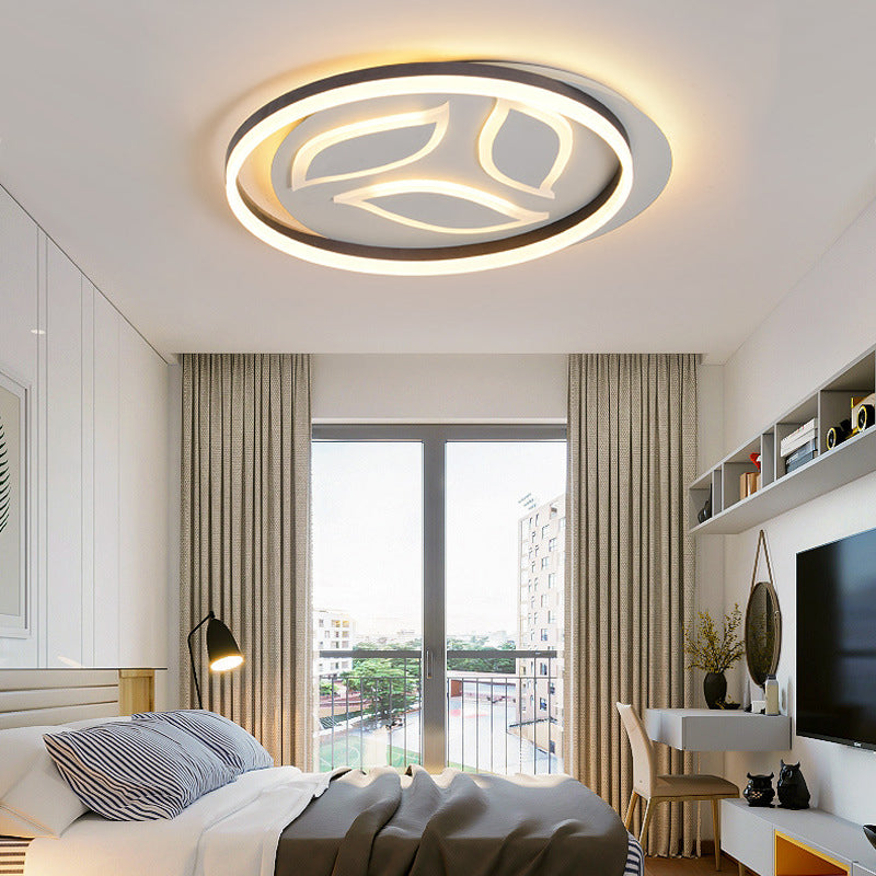 Contemporary Circle Flush Mount Light Acrylic Third Gear LED Ceiling Lamp in Black for Child Bedroom Beige B Clearhalo 'Ceiling Lights' 'Close To Ceiling Lights' 'Close to ceiling' 'Flush mount' Lighting' 198678