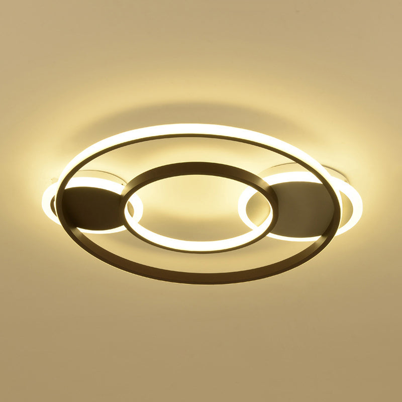 Contemporary Circle Flush Mount Light Acrylic Third Gear LED Ceiling Lamp in Black for Child Bedroom Clearhalo 'Ceiling Lights' 'Close To Ceiling Lights' 'Close to ceiling' 'Flush mount' Lighting' 198683