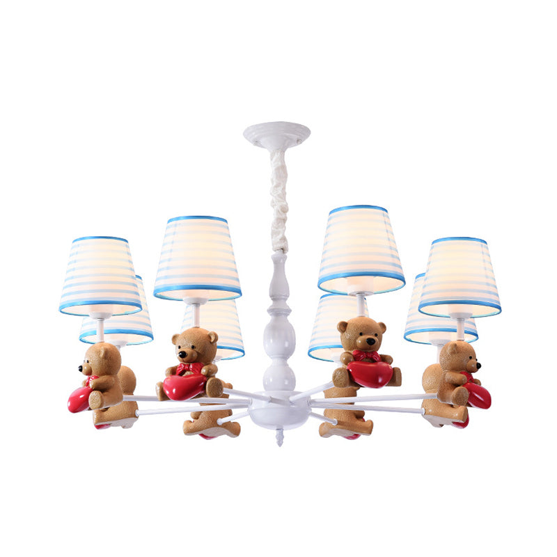 Cartoon Tapered Shade Hanging Lamp Fixture Fabric Chandelier in Brown for Living Room Clearhalo 'Ceiling Lights' 'Chandeliers' Lighting' options 198688