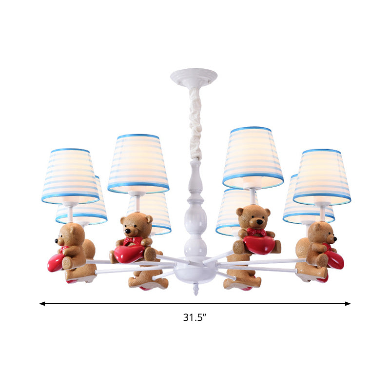 Cartoon Tapered Shade Hanging Lamp Fixture Fabric Chandelier in Brown for Living Room Clearhalo 'Ceiling Lights' 'Chandeliers' Lighting' options 198689