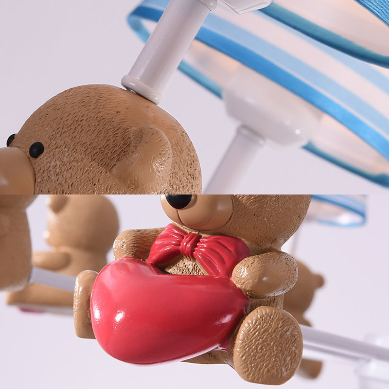 Cartoon Tapered Shade Hanging Lamp Fixture Fabric Chandelier in Brown for Living Room Clearhalo 'Ceiling Lights' 'Chandeliers' Lighting' options 198697