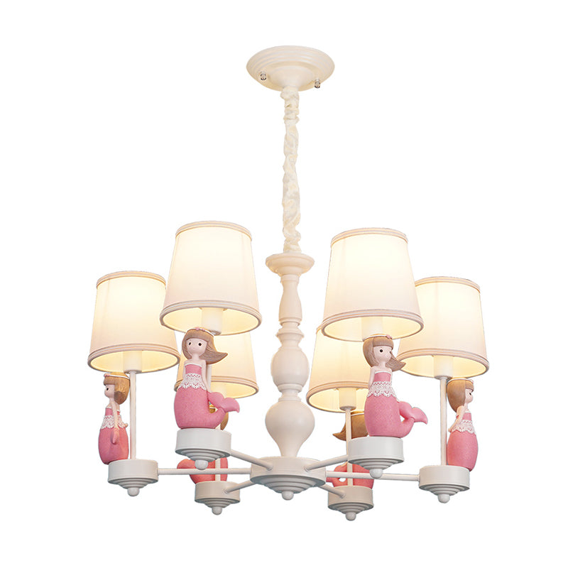 Cartoon Hanging Chandelier with Tapered Shade Fabric Pendant Light Fixture for Bedroom Clearhalo 'Ceiling Lights' 'Chandeliers' Lighting' options 198769