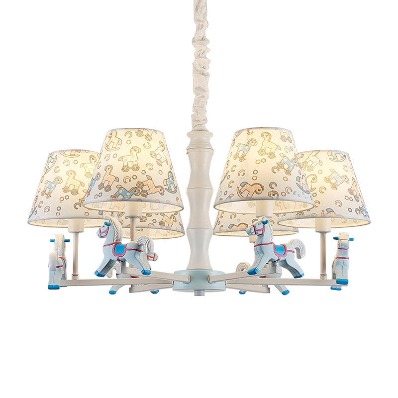 Fabric Tapered Shade Hanging Ceiling Lamp Cartoon Pendant Lighting for Kid Bedroom Clearhalo 'Ceiling Lights' 'Chandeliers' Lighting' options 198788