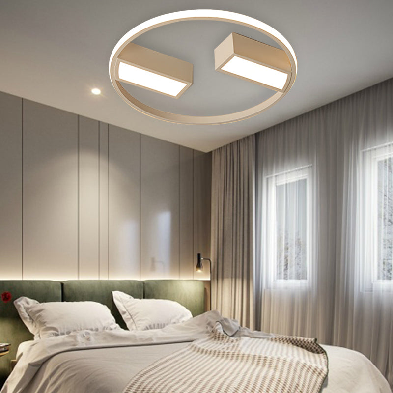 Rectangle and Ring Flush Ceiling Light Metal Acrylic Modern LED Ceiling Lamp for Study Room White Clearhalo 'Ceiling Lights' 'Close To Ceiling Lights' 'Close to ceiling' 'Flush mount' Lighting' 198802