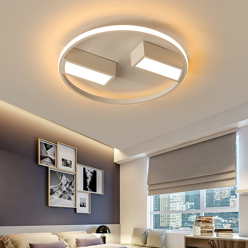 Rectangle and Ring Flush Ceiling Light Metal Acrylic Modern LED Ceiling Lamp for Study Room Clearhalo 'Ceiling Lights' 'Close To Ceiling Lights' 'Close to ceiling' 'Flush mount' Lighting' 198803