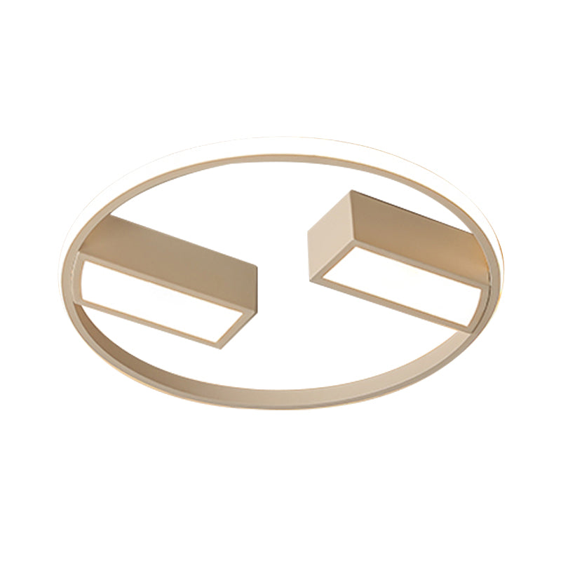 Rectangle and Ring Flush Ceiling Light Metal Acrylic Modern LED Ceiling Lamp for Study Room Clearhalo 'Ceiling Lights' 'Close To Ceiling Lights' 'Close to ceiling' 'Flush mount' Lighting' 198804