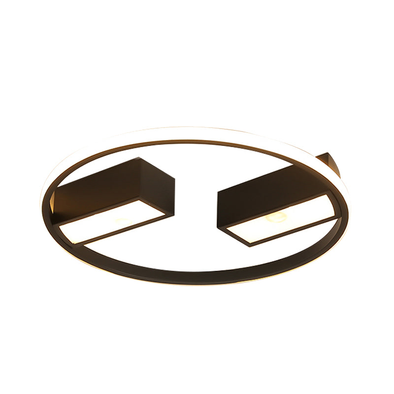 Rectangle and Ring Flush Ceiling Light Metal Acrylic Modern LED Ceiling Lamp for Study Room Clearhalo 'Ceiling Lights' 'Close To Ceiling Lights' 'Close to ceiling' 'Flush mount' Lighting' 198808