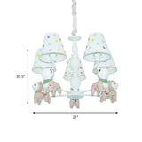 Animal Baby Deer Chandelier Fabric 5 Lights Pendant Light Fixture in White for Kid Bedroom Clearhalo 'Ceiling Lights' 'Chandeliers' Lighting' options 198838