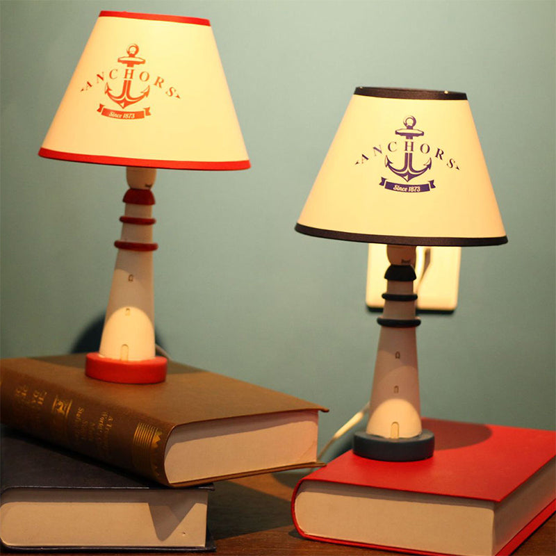 Resin Lighthouse Desk Light Study Room 1 Head Nautical Desk Lamp with Plug In Cord Clearhalo 'Lamps' 'Table Lamps' Lighting' 198870