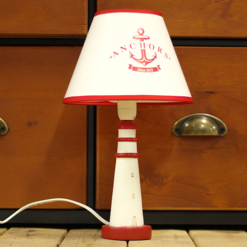 Resin Lighthouse Desk Light Study Room 1 Head Nautical Desk Lamp with Plug In Cord Red Clearhalo 'Lamps' 'Table Lamps' Lighting' 198871