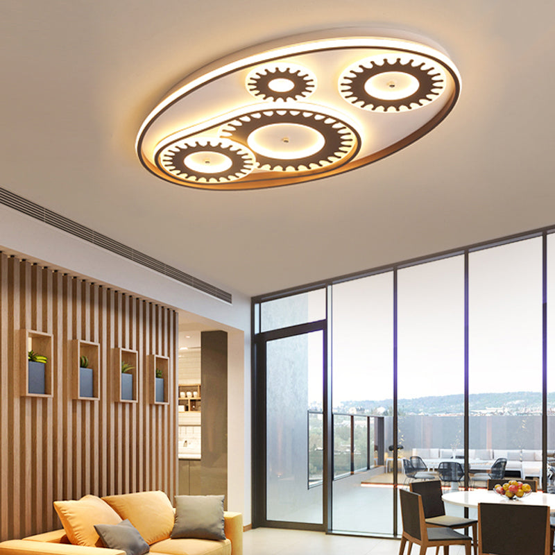 Acrylic Gear LED Flush Ceiling Light Contemporary Ceiling Lamp in White for Kid Room Balcony 4 White Clearhalo 'Ceiling Lights' 'Close To Ceiling Lights' 'Close to ceiling' 'Flush mount' Lighting' 198876
