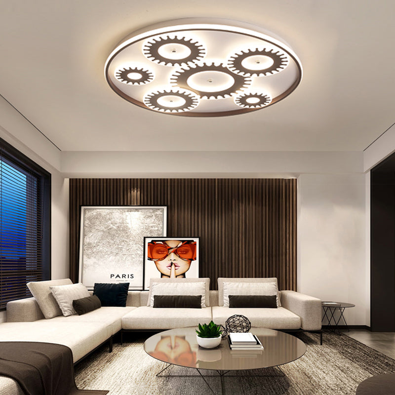 Acrylic Gear LED Flush Ceiling Light Contemporary Ceiling Lamp in White for Kid Room Balcony 6 White Clearhalo 'Ceiling Lights' 'Close To Ceiling Lights' 'Close to ceiling' 'Flush mount' Lighting' 198881