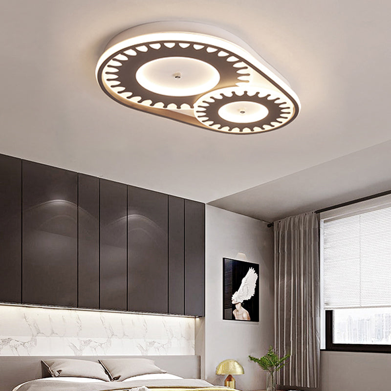 Acrylic Gear LED Flush Ceiling Light Contemporary Ceiling Lamp in White for Kid Room Balcony 2 White Clearhalo 'Ceiling Lights' 'Close To Ceiling Lights' 'Close to ceiling' 'Flush mount' Lighting' 198885
