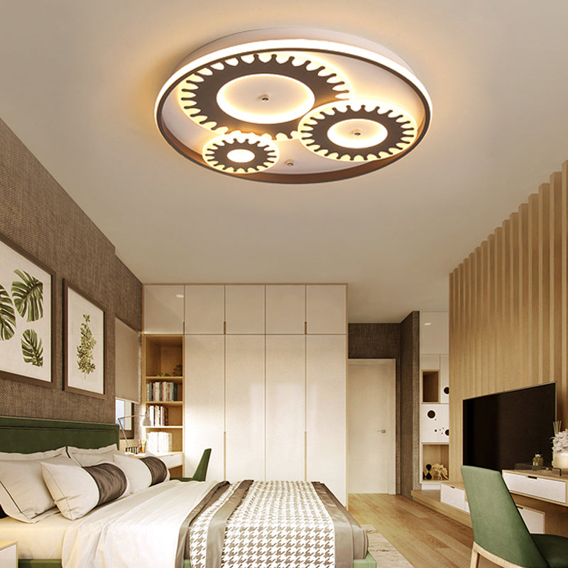 Acrylic Gear LED Flush Ceiling Light Contemporary Ceiling Lamp in White for Kid Room Balcony 3 White Clearhalo 'Ceiling Lights' 'Close To Ceiling Lights' 'Close to ceiling' 'Flush mount' Lighting' 198889