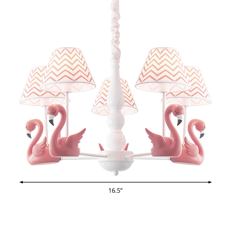 Modern Zig Zag Hanging Lamp with Swan Fabric 5 Lights Pendant Light Fixture for Living Room Clearhalo 'Ceiling Lights' 'Chandeliers' Lighting' options 198910