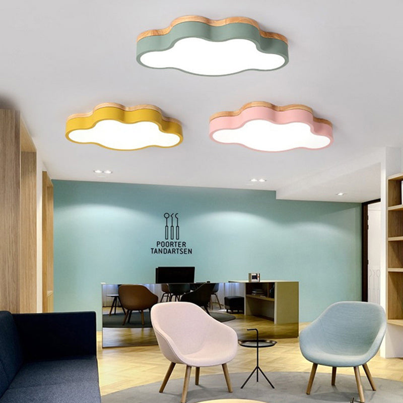 Flat Cloud LED Flush Mount Light Eye-Caring Nordic Acrylic Ceiling Lamp for Baby Bedroom Clearhalo 'Ceiling Lights' 'Close To Ceiling Lights' 'Close to ceiling' 'Flush mount' Lighting' 198917