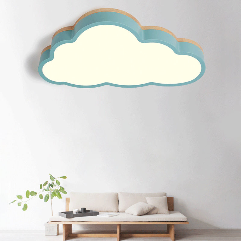 Slim Panel Cloud Ceiling Mount Light Macaron Loft Acrylic LED Ceiling Lamp for Living Room Blue 23.5" Clearhalo 'Ceiling Lights' 'Close To Ceiling Lights' 'Close to ceiling' 'Flush mount' Lighting' 198981