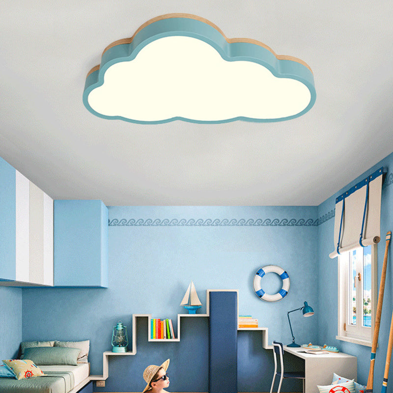 Slim Panel Cloud Ceiling Mount Light Macaron Loft Acrylic LED Ceiling Lamp for Living Room Blue 19.5" Clearhalo 'Ceiling Lights' 'Close To Ceiling Lights' 'Close to ceiling' 'Flush mount' Lighting' 198982