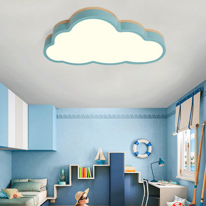 Slim Panel Cloud Ceiling Mount Light Macaron Loft Acrylic LED Ceiling Lamp for Living Room Blue 19.5" Clearhalo 'Ceiling Lights' 'Close To Ceiling Lights' 'Close to ceiling' 'Flush mount' Lighting' 198982