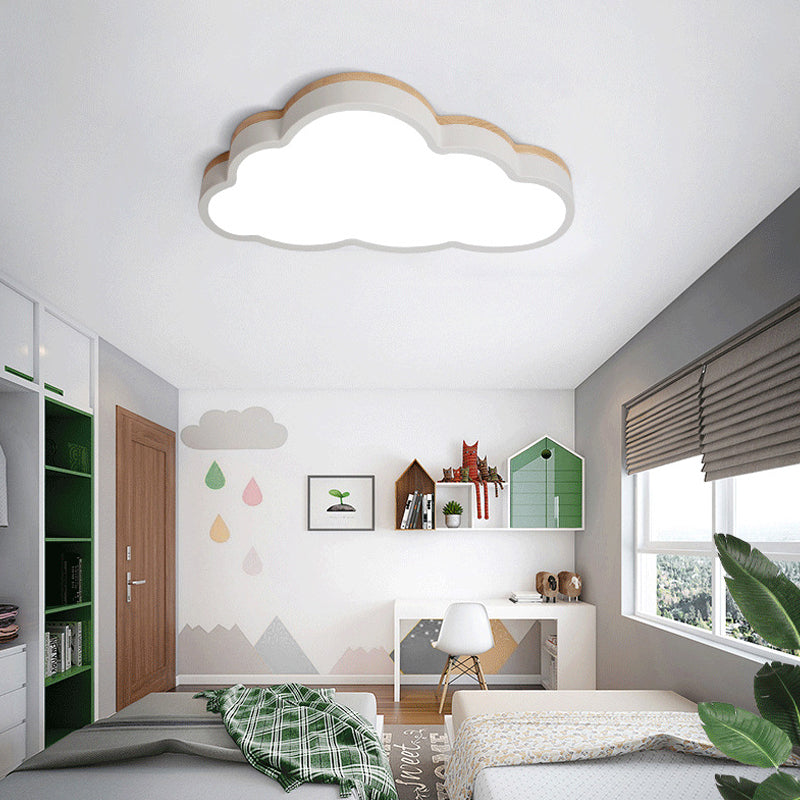 Slim Panel Cloud Ceiling Mount Light Macaron Loft Acrylic LED Ceiling Lamp for Living Room White Clearhalo 'Ceiling Lights' 'Close To Ceiling Lights' 'Close to ceiling' 'Flush mount' Lighting' 198986
