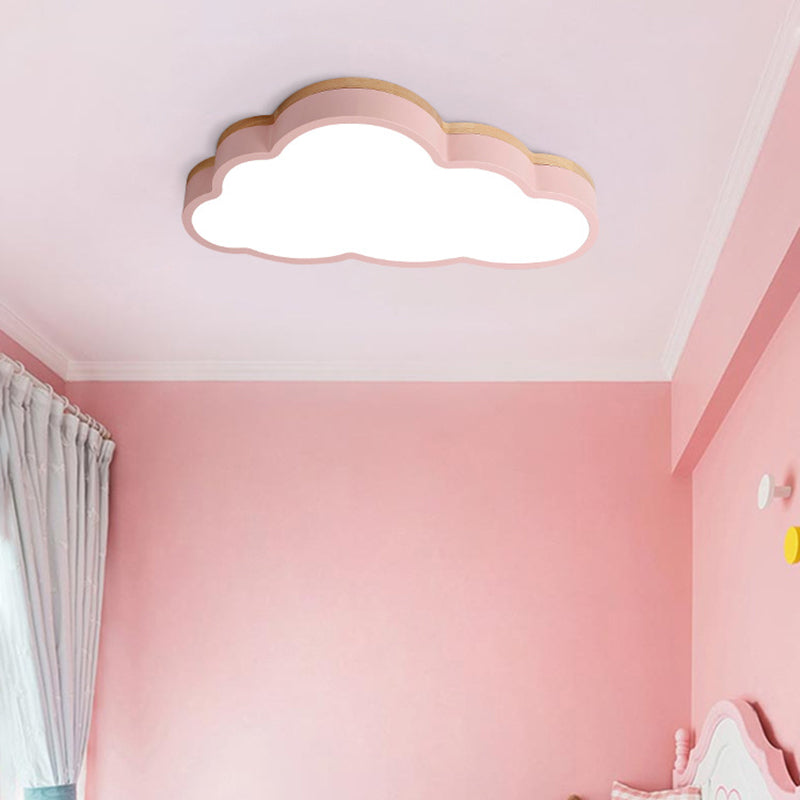 Slim Panel Cloud Ceiling Mount Light Macaron Loft Acrylic LED Ceiling Lamp for Living Room Pink Clearhalo 'Ceiling Lights' 'Close To Ceiling Lights' 'Close to ceiling' 'Flush mount' Lighting' 198988