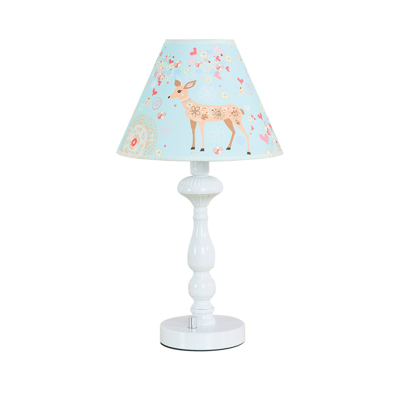 Sky Blue Tapered Shade Study Light 1 Head Lovely Fabric Reading Light for Dormitory Clearhalo 'Lamps' 'Table Lamps' Lighting' 199013