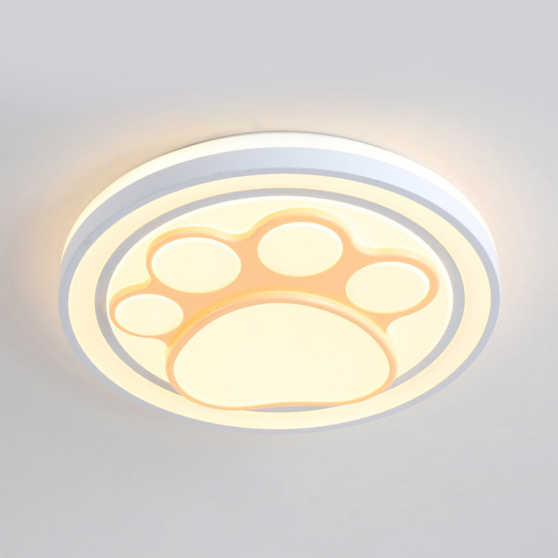 Girls Bedroom Circle Flush Ceiling Light with Cute Pattern Acrylic Cartoon LED Ceiling Lamp in Pink Clearhalo 'Ceiling Lights' 'Close To Ceiling Lights' 'Close to ceiling' 'Flush mount' Lighting' 199041