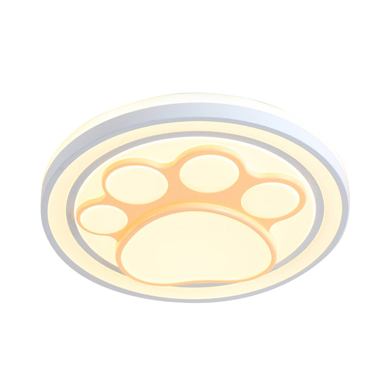 Girls Bedroom Circle Flush Ceiling Light with Cute Pattern Acrylic Cartoon LED Ceiling Lamp in Pink Clearhalo 'Ceiling Lights' 'Close To Ceiling Lights' 'Close to ceiling' 'Flush mount' Lighting' 199042