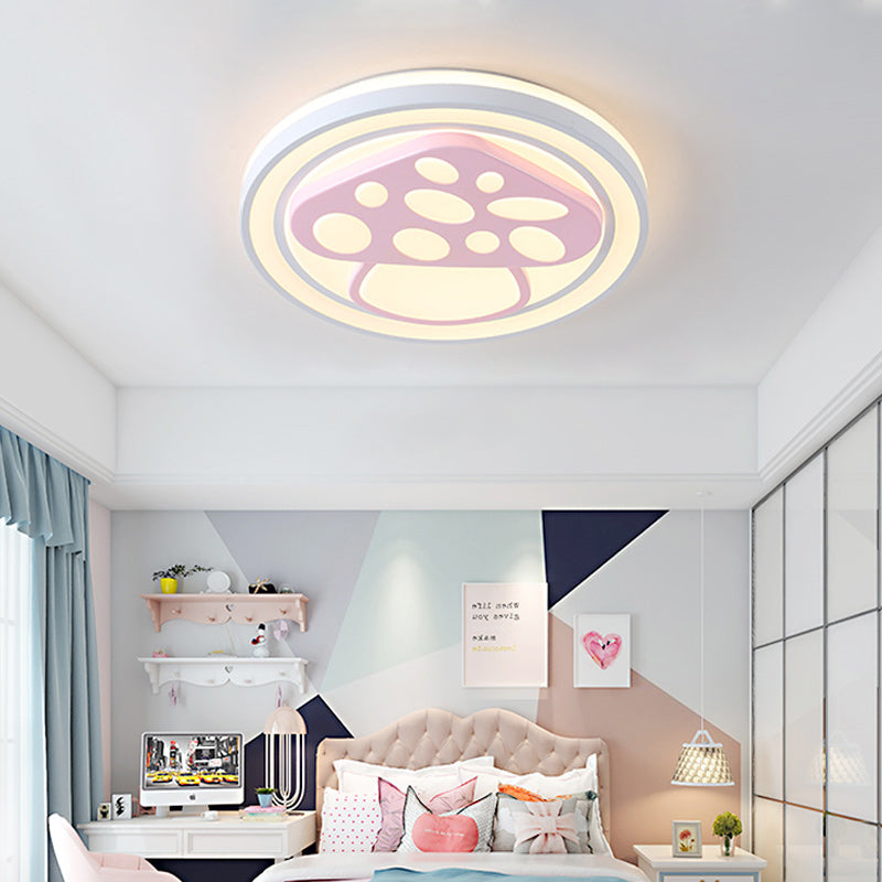 Girls Bedroom Circle Flush Ceiling Light with Cute Pattern Acrylic Cartoon LED Ceiling Lamp in Pink Pink C Clearhalo 'Ceiling Lights' 'Close To Ceiling Lights' 'Close to ceiling' 'Flush mount' Lighting' 199044