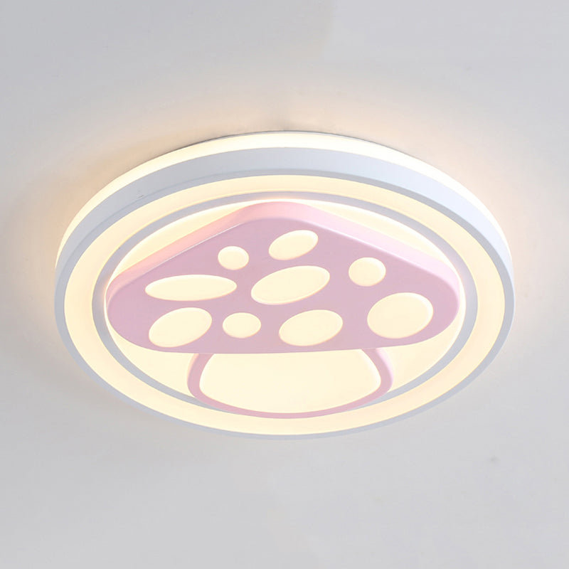 Girls Bedroom Circle Flush Ceiling Light with Cute Pattern Acrylic Cartoon LED Ceiling Lamp in Pink Clearhalo 'Ceiling Lights' 'Close To Ceiling Lights' 'Close to ceiling' 'Flush mount' Lighting' 199045