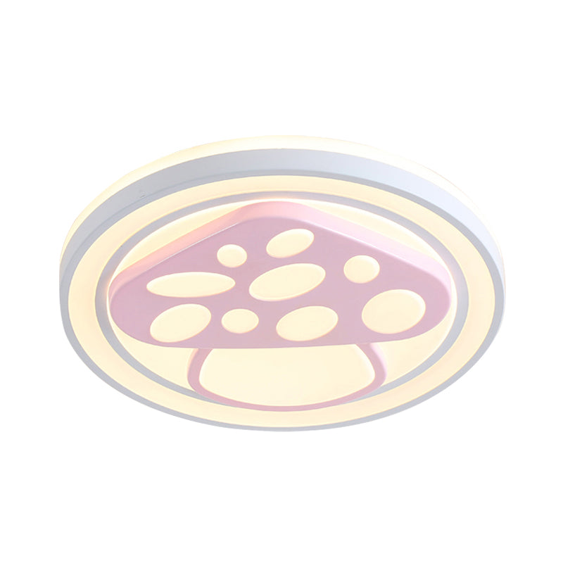 Girls Bedroom Circle Flush Ceiling Light with Cute Pattern Acrylic Cartoon LED Ceiling Lamp in Pink Clearhalo 'Ceiling Lights' 'Close To Ceiling Lights' 'Close to ceiling' 'Flush mount' Lighting' 199046