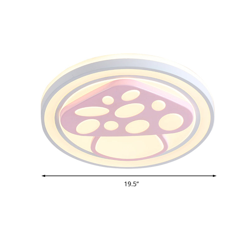 Girls Bedroom Circle Flush Ceiling Light with Cute Pattern Acrylic Cartoon LED Ceiling Lamp in Pink Clearhalo 'Ceiling Lights' 'Close To Ceiling Lights' 'Close to ceiling' 'Flush mount' Lighting' 199047